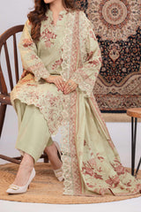 NUSLE3055 Printed Embroidered Suit - Unstitched 3Pc