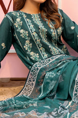 NUSLD3096 Dobby Embroidered Lawn Suit - Unstitched 3Pc