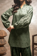 Green Lawn Jacquard Stitched 2 Piece Suit for Women