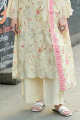 Unstitched 3Pc Printed Embroidered Lawn Suit - NUSLE3156