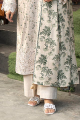 Unstitched 3Pc Printed Embroidered Lawn Suit - NUSLE3157