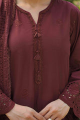 NPSSE3082 Schiffli Embroidered Lawn Suit - Stitched 3Pc