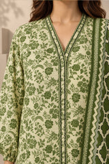 Unstitched 3Pc - Printed Khaddar Suit - 263026