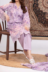 NUSLE3051 Printed Embroidered Suit - Unstitched 3Pc