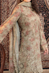 NUSLE3052 Printed Embroidered Suit - Unstitched 3Pc