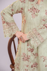 NUSLE3055 Printed Embroidered Suit - Unstitched 3Pc