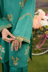 Cotton Satin Shirt with Embroidered Satin Trouser – Elegant Outfit