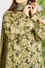 Printed Lawn Suit 3Pc with Printed Dupatta and Dyed Cambric Trouser