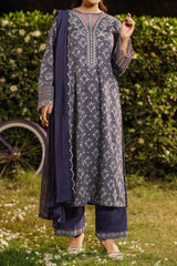 NPSA3079 Printed Embroidered Suit - Stitched 3Pc