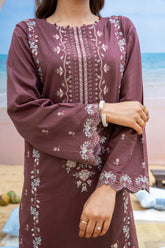 NUSLD3093 Dobby Embroidered Lawn Suit - Unstitched 3Pc