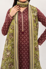 Unstitched 3Pc Printed Lawn Suit - NUSLW3109
