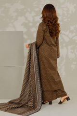 Unstitched 3Pc - Printed Khaddar Suit - 263004