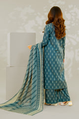 Unstitched 3Pc - Printed Khaddar Suit - 263015