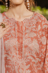 NPSA3078 Printed Embroidered Suit - Stitched 3Pc