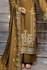 Unstitched 3Pc - Peach Embroidered - NUWDPE263019