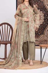 NUSLE3052 Printed Embroidered Suit - Unstitched 3Pc