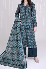 TEAL - Printed Unstitched Khaddar Suit (3 Piece) 3165