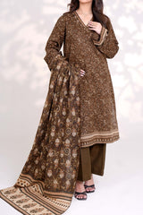 RAW UMBER - Printed Unstitched Khaddar Suit (3 Piece) 3166