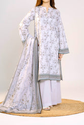 Printed Lawn Suit 3Pc with Printed Dupatta and Dyed Cambric Trouser