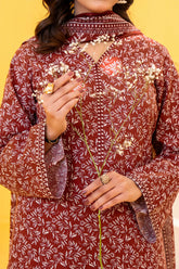 Maroon printed 3 piece lawn suit for women with lawn dupatta and cambric trouser
Printed lawn shirt in Maroon color for ladies