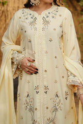 FLAVIA - Peach Embroidered (3Pcs) - 3211