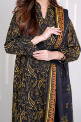 EBONY - Printed Unstitched Khaddar Suit (3 Piece) 3159