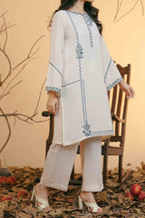 Embroidered Silk Karandi Suit - Stitched 2 PC - 2075