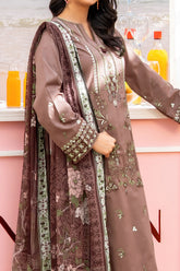 NUSLD3097 Dobby Embroidered Lawn Suit - Unstitched 3Pc