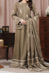 TAN - Unstitched Velvet Jacquard Suit (3 Piece) 3194