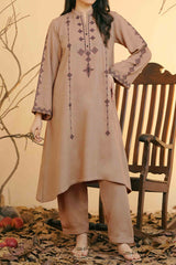 Embroidered Silk Karandi Suit - Stitched 2 PC - 2076