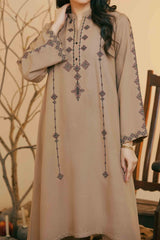 Embroidered Silk Karandi Suit - Stitched 2 PC - 2076