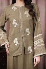 TAN - Unstitched Velvet Jacquard Suit (3 Piece) 3194
