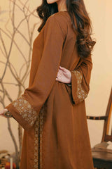 Embroidered Silk Karandi Suit - Stitched 2 PC - 2073