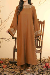 Embroidered Silk Karandi Suit - Stitched 2 PC - 2073