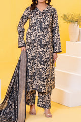 Black printed 3 piece lawn suit for women with lawn dupatta and cambric trouser
Printed lawn shirt in black color for ladies
