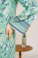 Printed Lawn Suit 3Pc with Printed Dupatta and Dyed Cambric Trouser