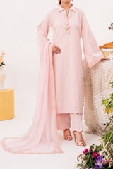 Blush - NPSJ3149 Embroidered Cotton Jacquard Suit ( Stitched 3 Pc)