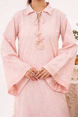 Blush - NPSJ3149 Embroidered Cotton Jacquard Suit ( Stitched 3 Pc)
