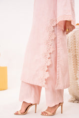 Blush - NPSJ3149 Embroidered Cotton Jacquard Suit ( Stitched 3 Pc)