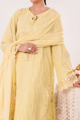 Zest - NPSJ3146 Embroidered Cotton Jacquard Suit ( Stitched 3 Pc)