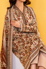 Light Brown printed 3 piece lawn suit for women with lawn dupatta and cambric trouser
Printed lawn shirt in black color for ladies