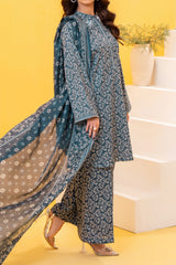 Blue printed 3 piece lawn suit for women with lawn dupatta and cambric trouser
Printed lawn shirt in Blue color for ladies