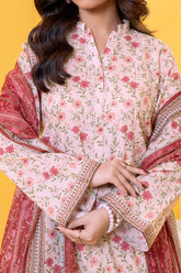 Rose Pink printed 3 piece lawn suit for women with lawn dupatta and cambric trouser
Printed lawn shirt in Rose Pink color for ladies