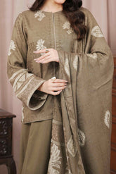 TAN - Unstitched Velvet Jacquard Suit (3 Piece) 3194