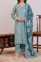 NUSLW3401 Printed Lawn Suit - Unstitched 3Pc