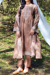 NUSLCE3154 Embroidered Cambric Suit - Unstitched 3Pc