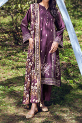 NUSLCE3157 Embroidered Cambric Suit - Unstitched 3Pc