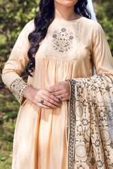 NUSLCE3156 Embroidered Cambric Suit - Unstitched 3Pc