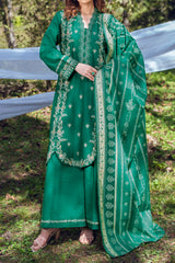 NUSLCE3155 Embroidered Cambric Suit - Unstitched 3Pc