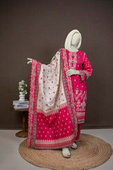 NUWE3122 Printed Embroidered Khaddar Suit - 3 Piece